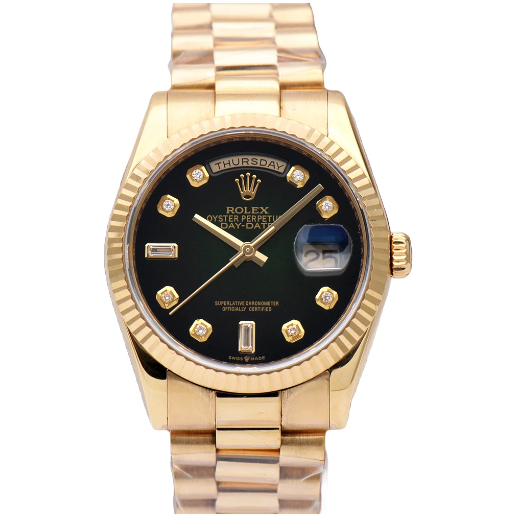 99新 Rolex/劳力士 星期日历型118238后改烟熏绿36mm自动机械男表