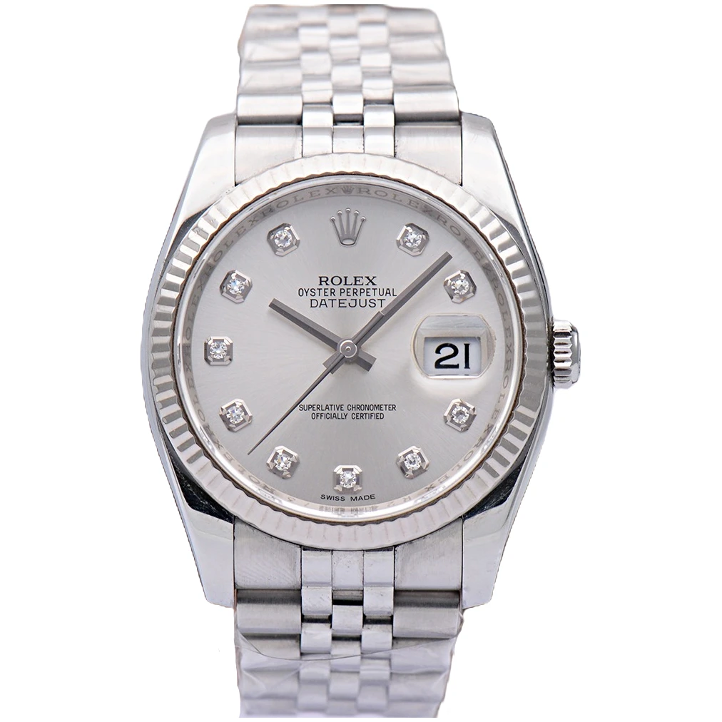 99新 Rolex/劳力士 日志型系列116234白盘镶钻36表径自动机械男表