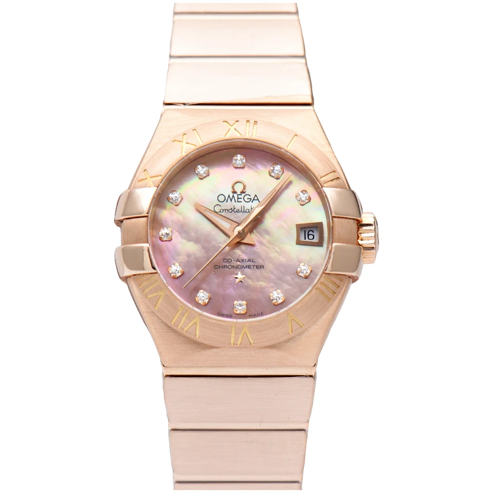 99新 Omega/欧米茄 星座系列123.50.27.20.57.001粉贝母27mm女表