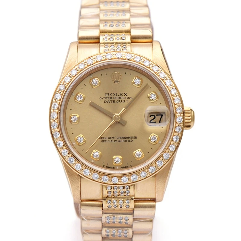 99新 Rolex/劳力士 女装日志型68278金盘后钻31mm自动机械女表