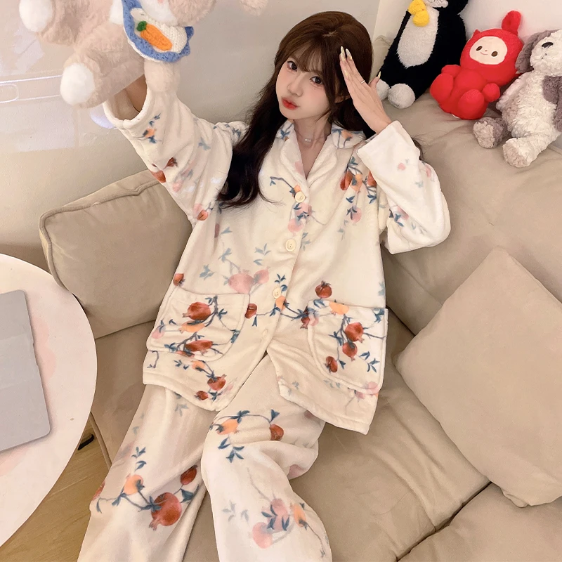 珊瑚绒睡衣女秋冬季加绒加厚2025新款爆款法兰绒可外穿家居服套装