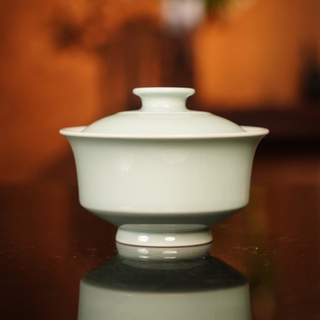 良朋  影青内绘鱼藻盖碗  手工茶具茶杯纯手工专用 LP8337