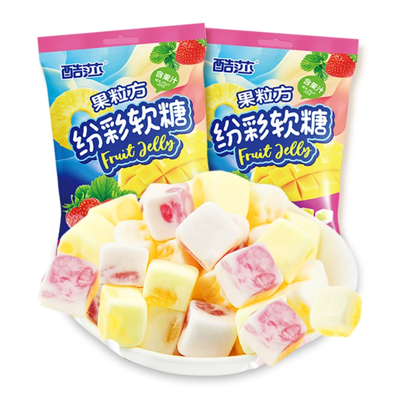 酷莎水果味果冻夹心软糖Q弹酸甜糖果解馋怀旧零食草莓果香软糖