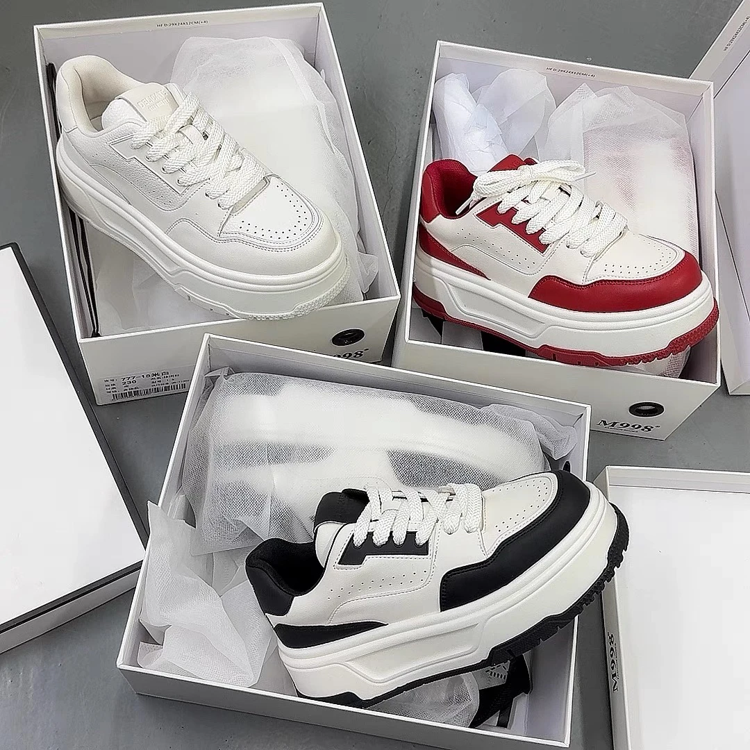 777-15 新款韩版时尚女鞋系带百搭款板鞋小白鞋潮流ins厚底