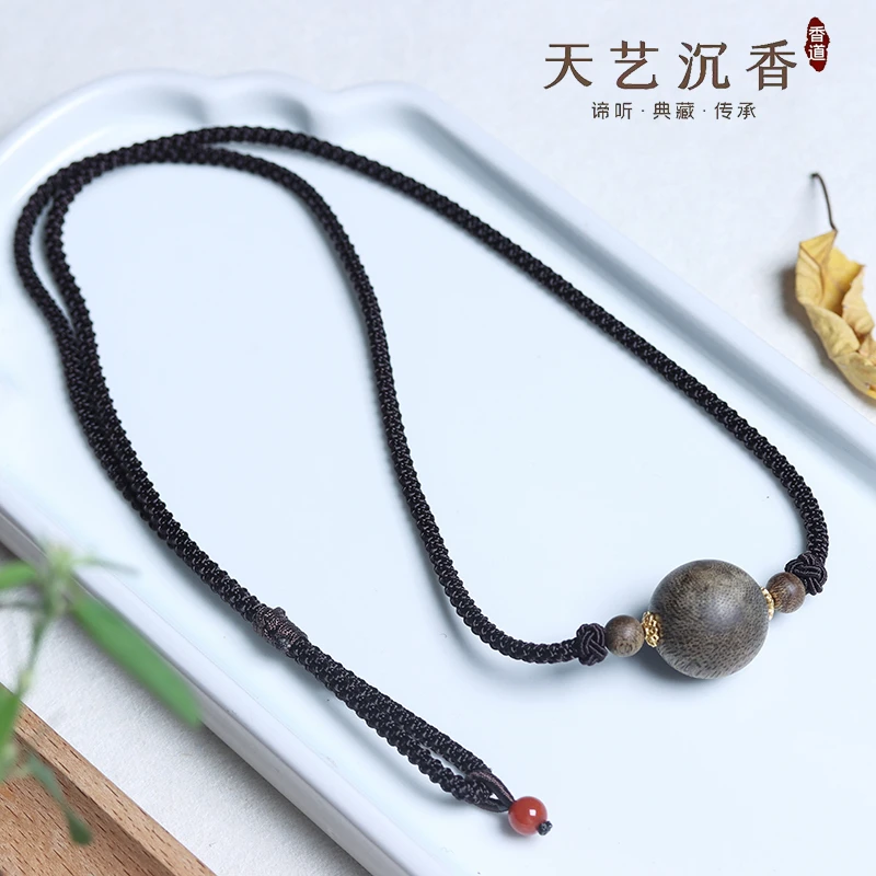 【天艺沉香】天然沉香文莱蛇皮纹单珠吊坠