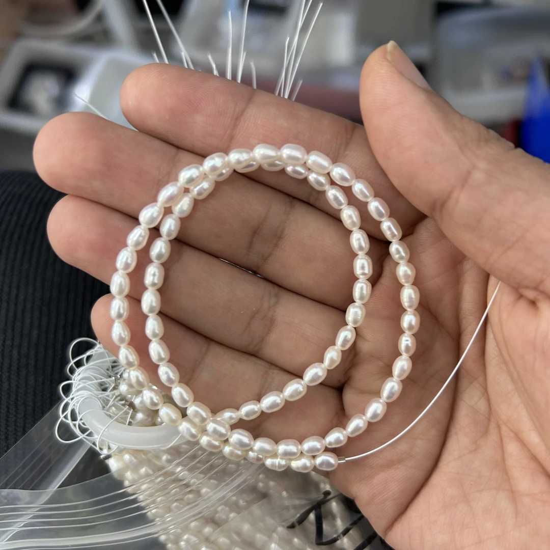 3-4mm珍珠裸链约37-38厘米