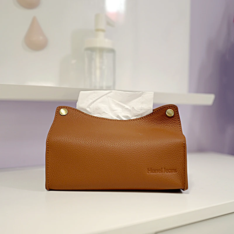 哈尼尔真皮餐巾纸家用纸巾盒车载抽纸盒简约头层牛皮茶几汽车软皮