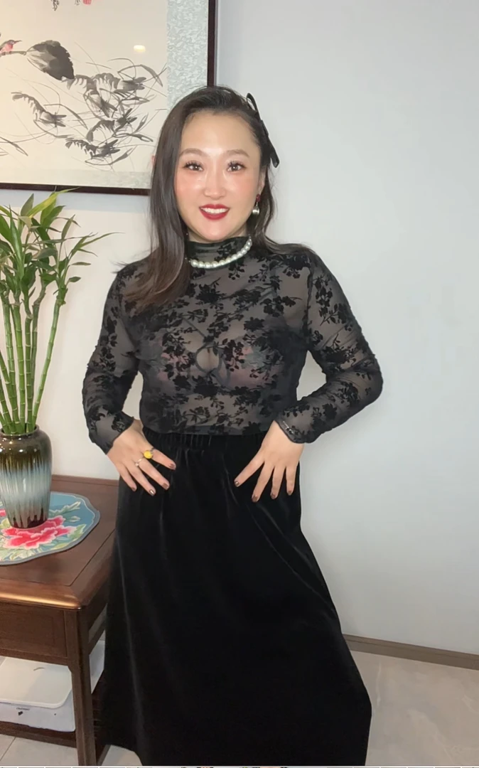 全脂家早秋植绒玫瑰弹力长袖宽松复古内搭印花上衣2298