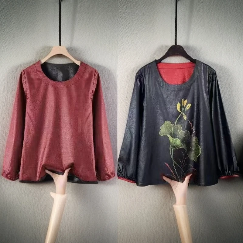 【江南专属】双面穿洋气休闲中式上衣中国风纯色打底长袖小衫A001