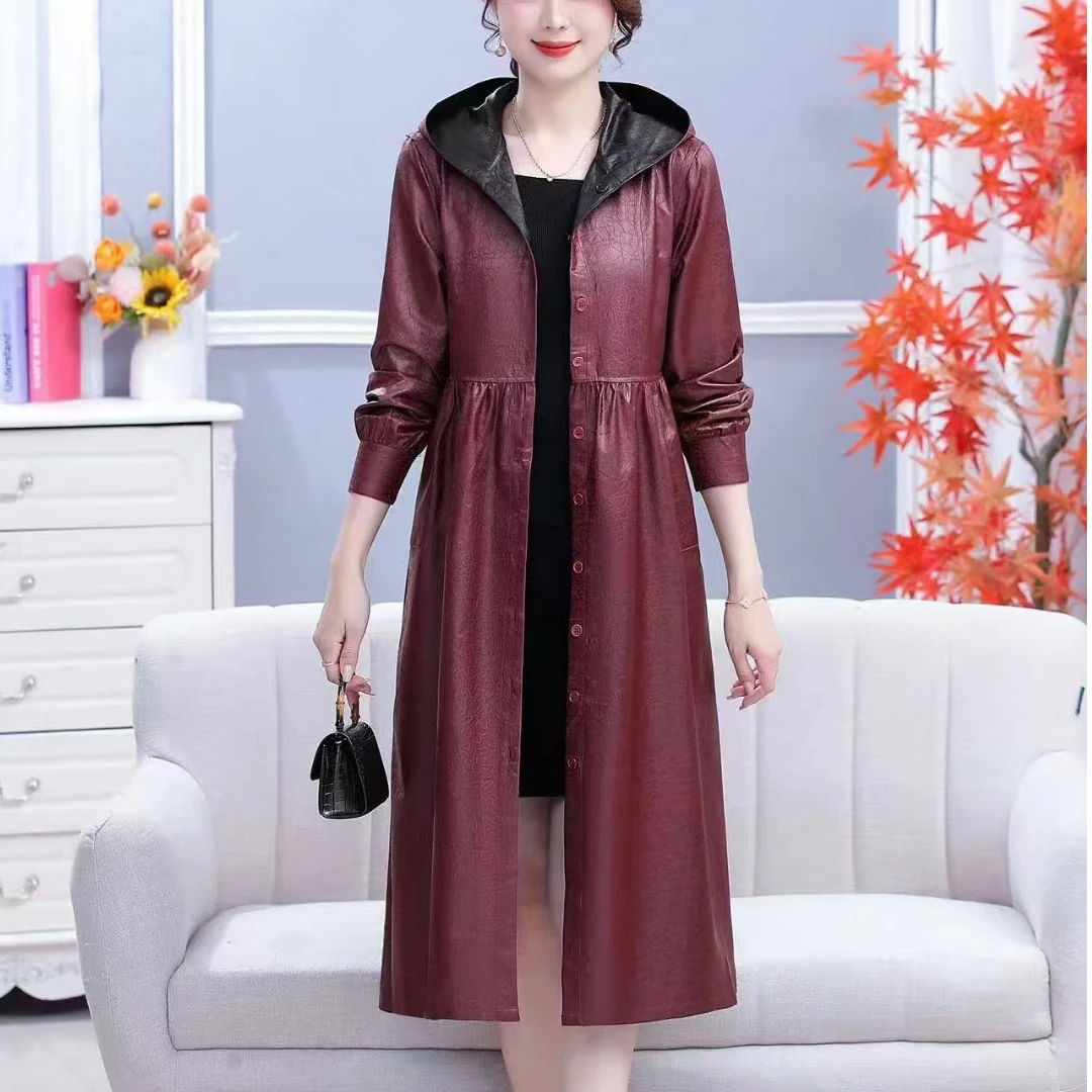 【华姐专属】国风双面穿风衣时尚气质大码中长款秋季女士连帽外套