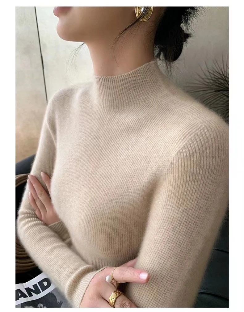 【一线成衣全无缝】360克2024秋冬新款针织半高领打底衫显瘦套头