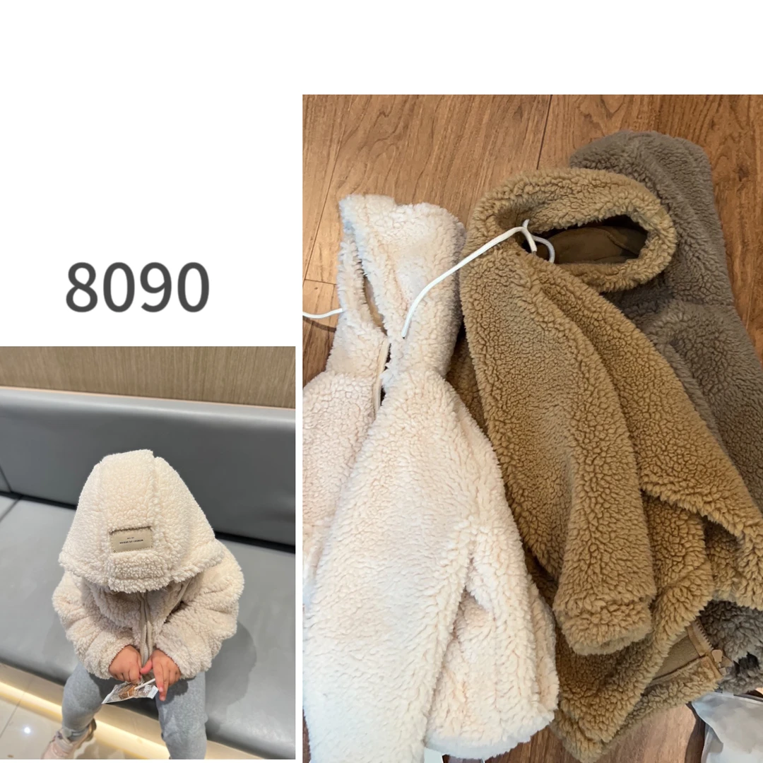 【8090暖居】23380儿童雪宝宝羊羔绒棉服加厚连帽冬款