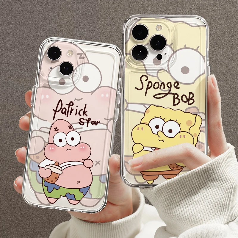 海绵宝宝苹果15手机壳iPhone14promax情侣13可爱12全包11防摔xr/x
