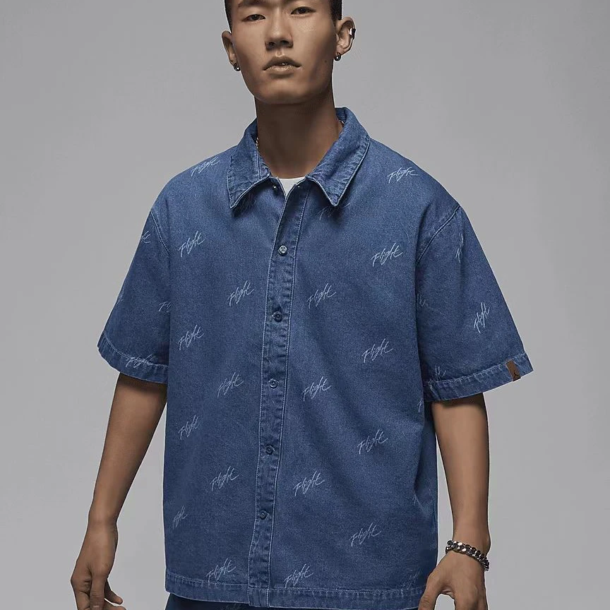 【耐克/就近门店发货】NIKE男子AJ单宁短袖衬衣FN4654-436