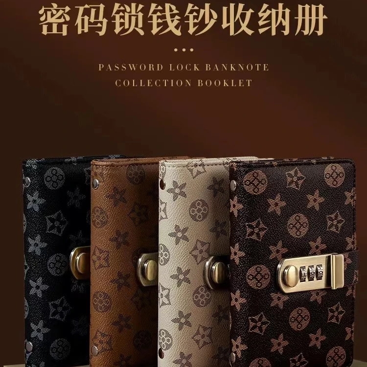 新款带密码锁设计存钱册现金纪念币大容量收纳本安全透明加厚耐磨