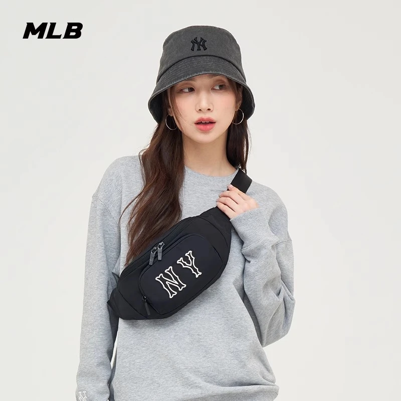 MLB男女情侣LOGO腰包个性小巧百搭NY胸包秋冬新款3AHSM054N
