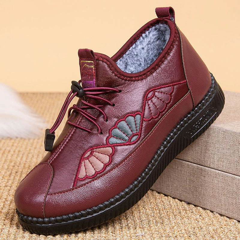 老北京二棉鞋女冬加绒保暖防水妈妈鞋中老年人防滑软底老太太棉鞋