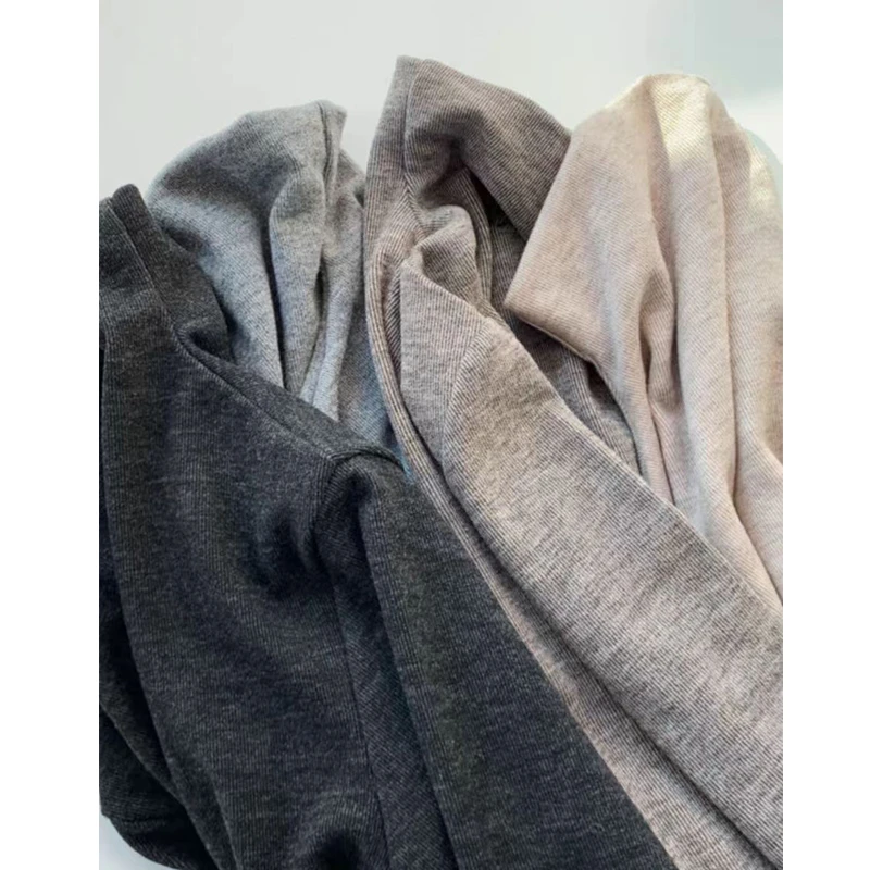 9065#半高领磨毛打底衫女内搭秋冬款百搭修身长袖t恤加厚保暖上衣