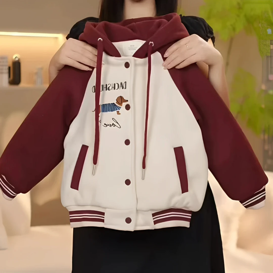 女童冬装加厚棉服2024新款拼接撞色时髦夹棉女孩休闲棒球服外套