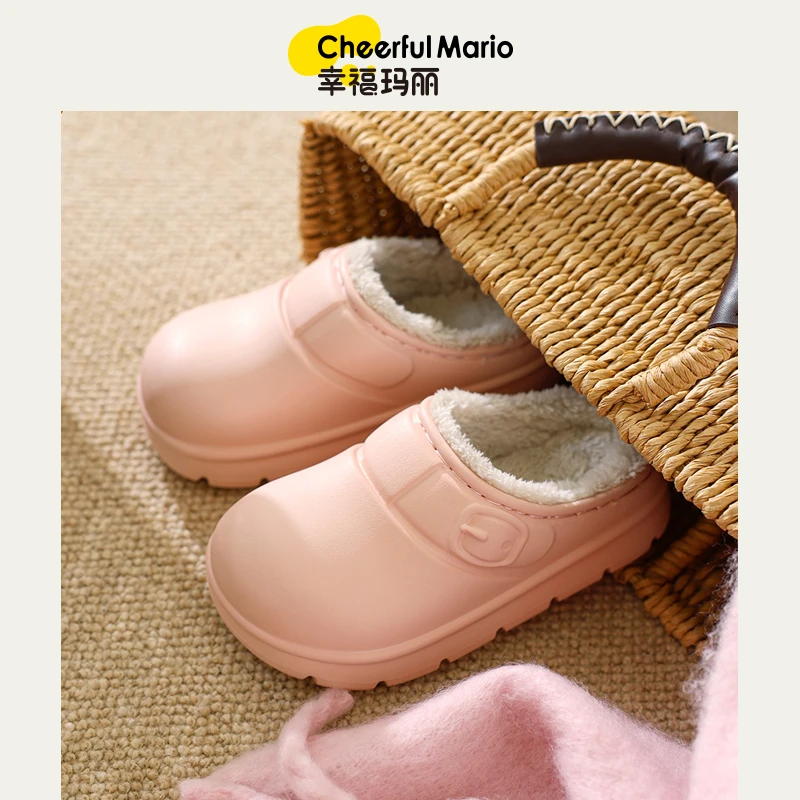 女童拖鞋冬季室内家居毛毛中大童女孩可爱防水亲子儿童棉拖鞋秋冬