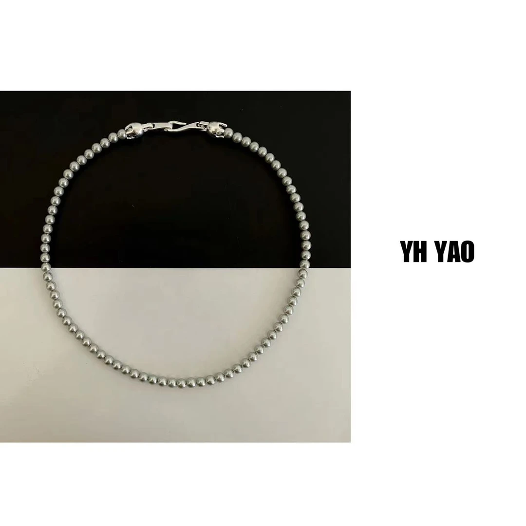 YH·YAO/姚雨何 吊坠925银仿珍珠 2023款小众设计银色珠珠锁骨项链