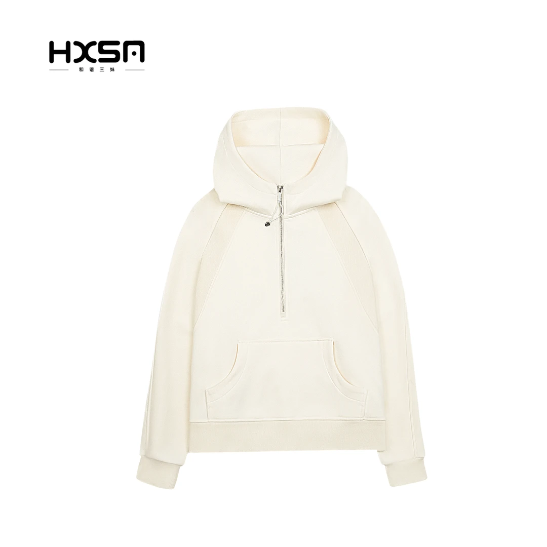 HXSM「半拉链帽衫」百搭拼接设计连帽卫衣5663