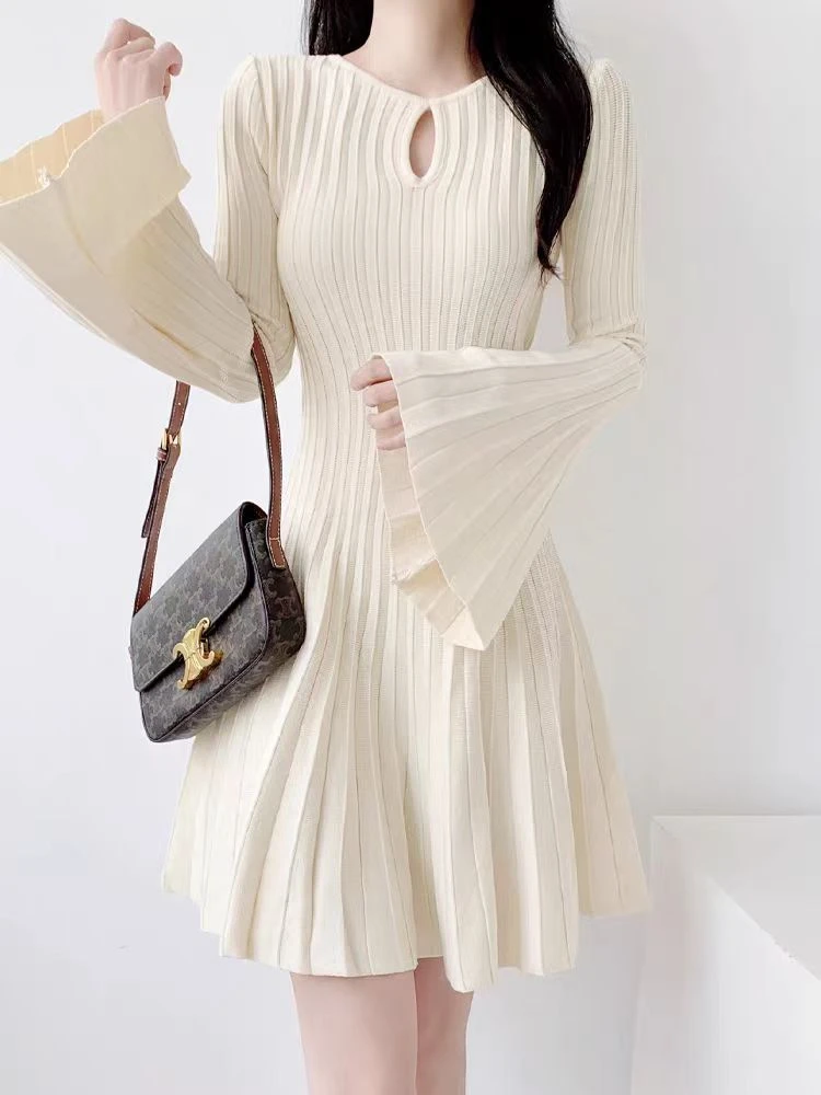 清481-540秋冬小香风法式裙子修身显瘦针织羊毛裙气质百搭上衣