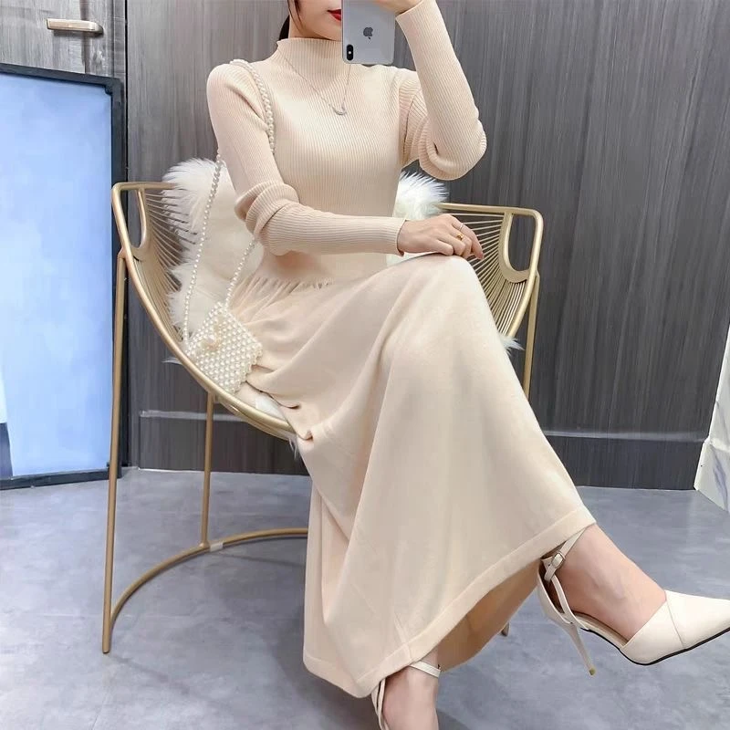 清061-120秋冬小香风法式裙子修身显瘦针织羊毛裙气质百搭