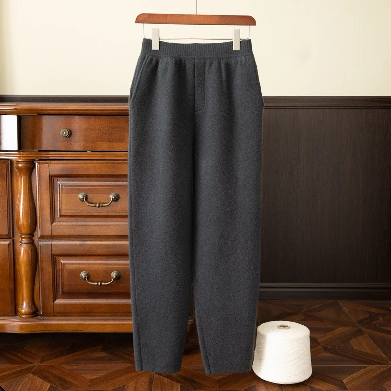 M59重磅加厚男100%纯山羊绒空气层有机羊绒百搭直筒裤商务舒适