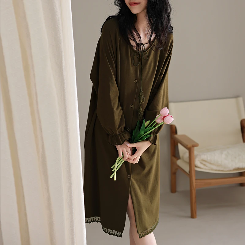 纯棉女士睡裙春秋季睡衣2025新款夏季7A抑菌棉长袖性感高级家居服