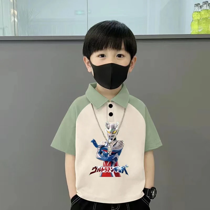 100%纯棉拼色翻领短袖T恤男童POLO衫夏季中小儿童装男孩帅气上衣