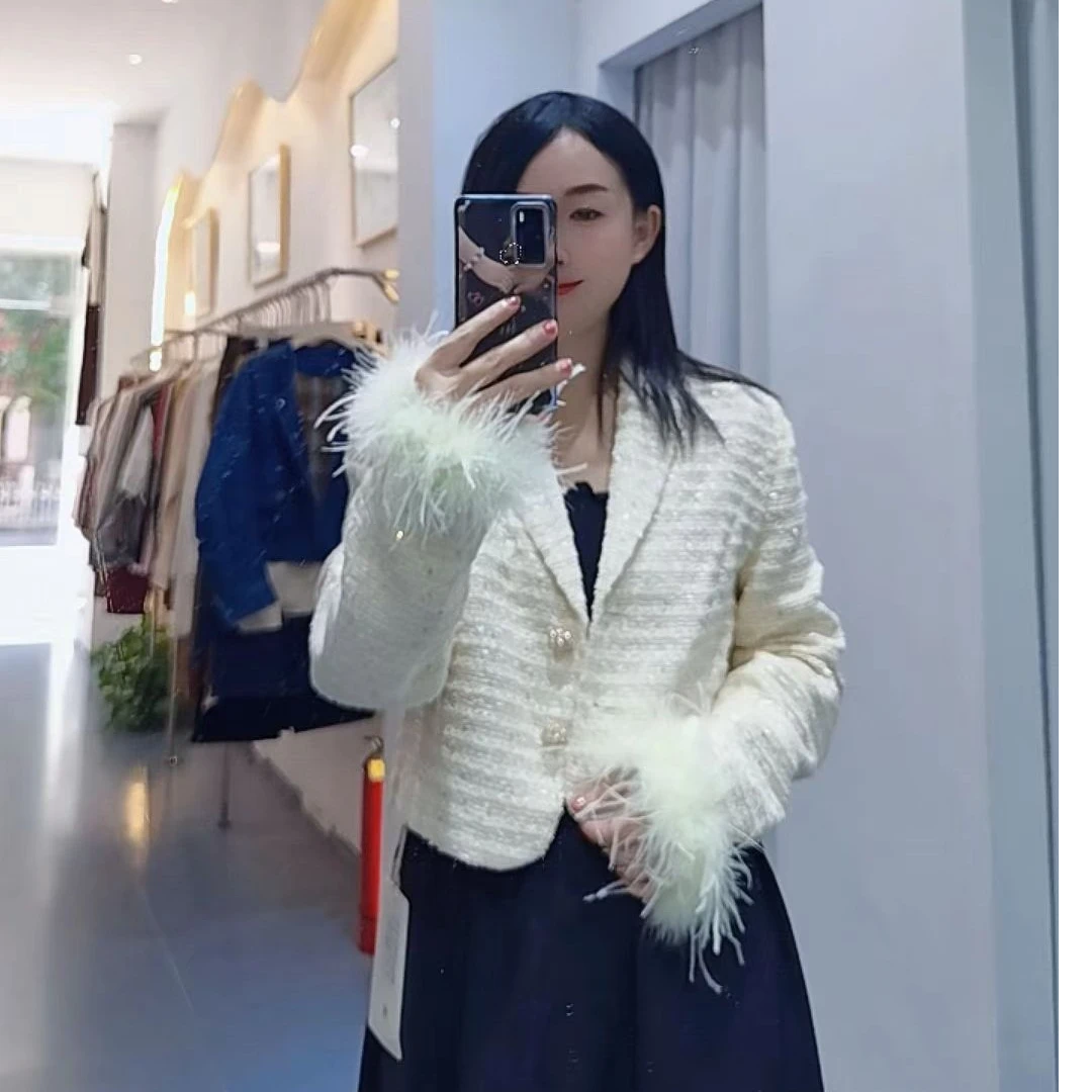 实体品质断码捡漏法式小香风亮片西装外套女秋气质高级设计感上衣