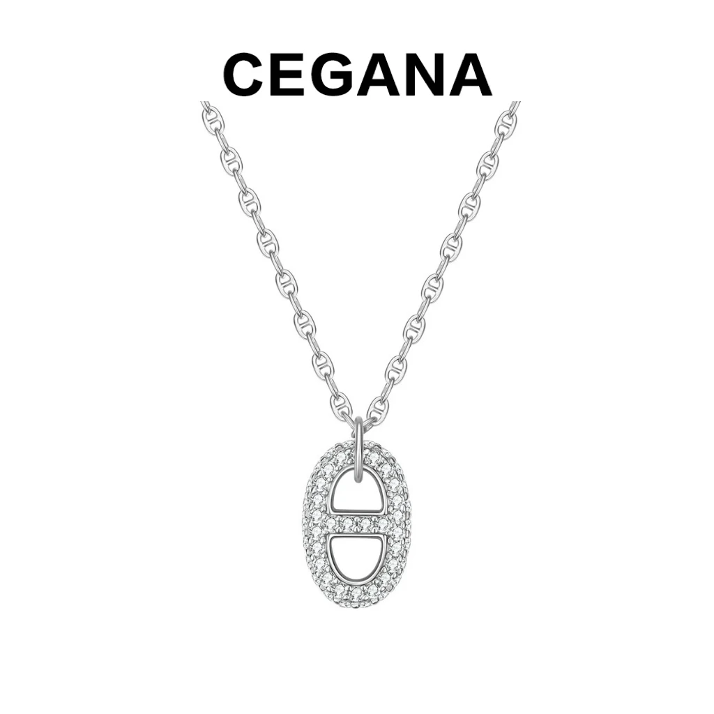 铜合金项链  CEGANA猪鼻子项链满钻吊坠锁骨链简约