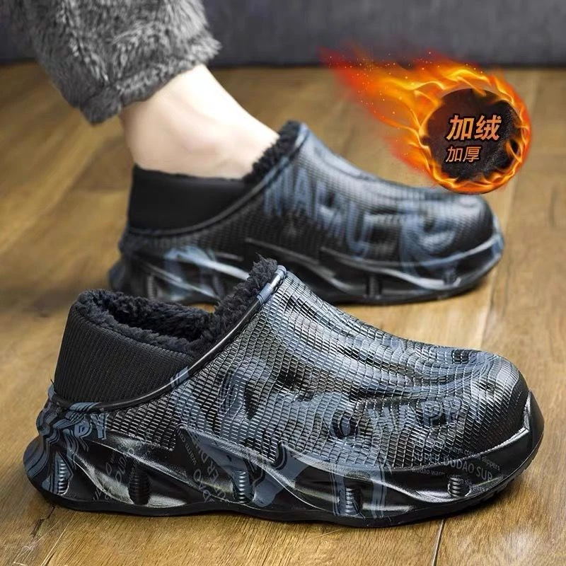 【小扬哥推荐】包头拖鞋男外穿冬季加绒保暖防水棉鞋男生室内防滑