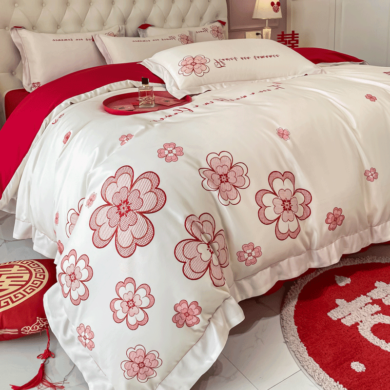 2023新款轻奢高端上档次婚庆床上用品四件套结婚婚房床单被套喜被