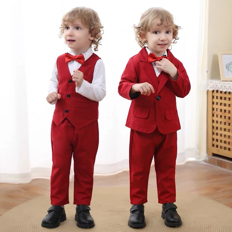 韩版儿童小西装套装花童外套主持人男孩礼服大童宝宝男童西服小孩