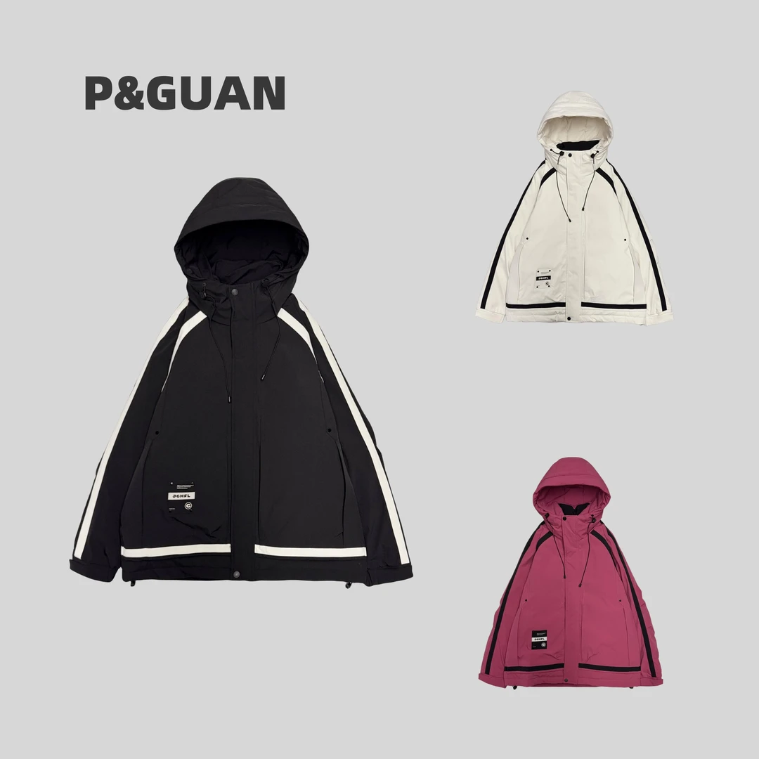 【冬季】新款机能风大口袋工装线条拼色冲锋衣外套8209