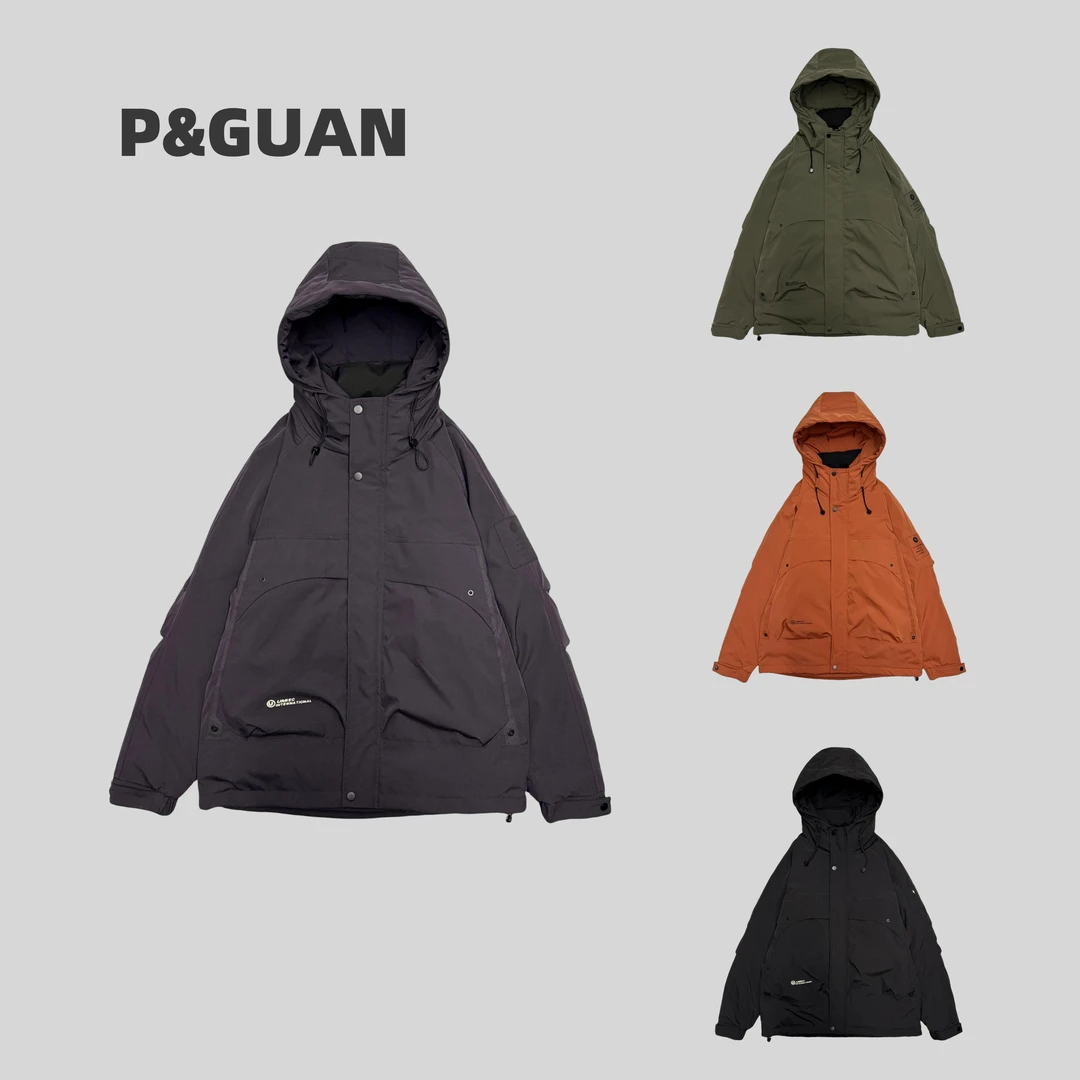 【冬季】新款潮版时尚工装户外闪电袖标连帽外套8121