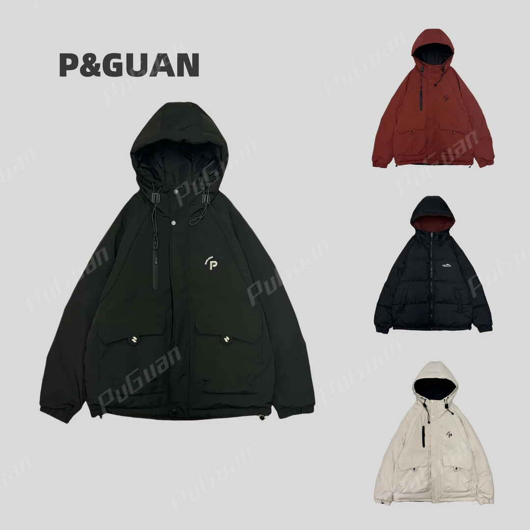 【冬季】新款潮版时尚两面双穿P字母刺绣连帽外套8026