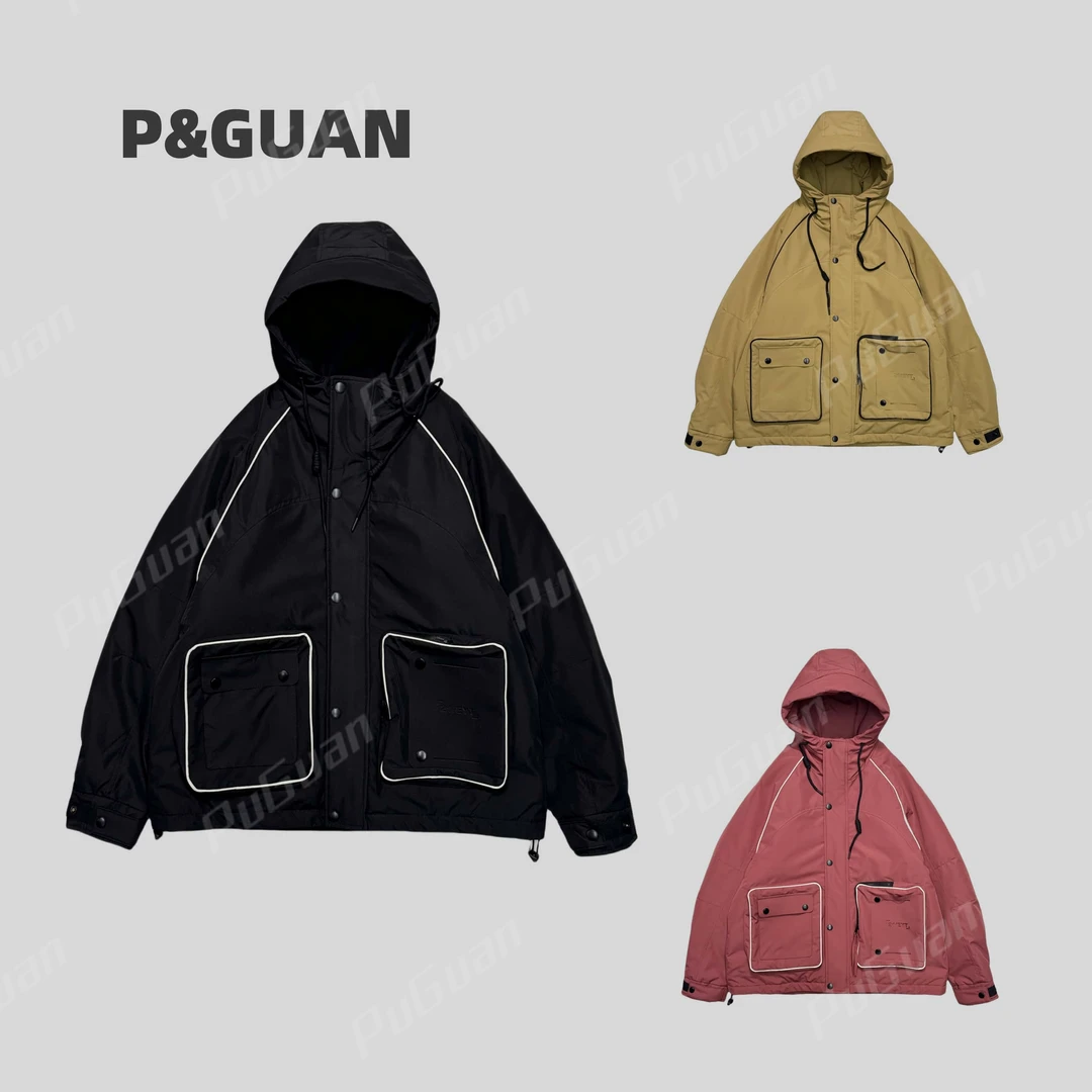 【冬季】新款潮版时尚休闲潮流立体大口袋连帽外套3313