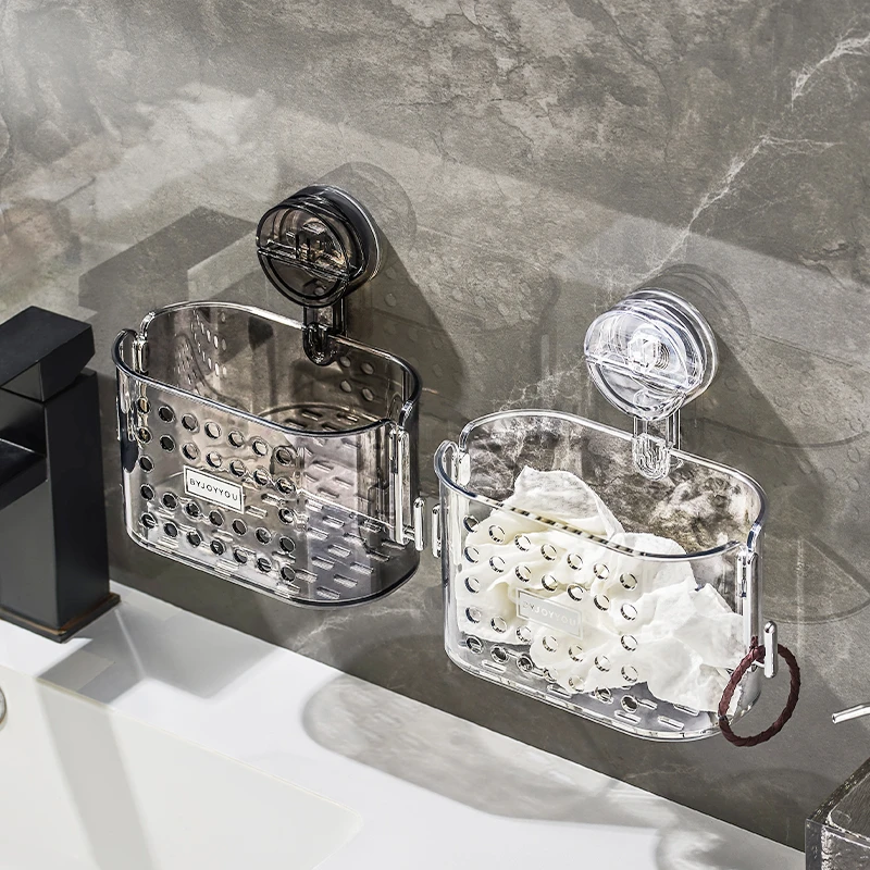 吸盘废弃洗脸巾收纳盒壁挂洗漱台置物架擦脸巾收纳架卫生间挂篮