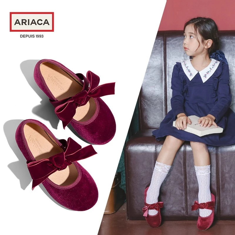 ARIACA艾芮苏童鞋女童公主鞋小女孩单鞋春秋鞋子软底红色儿童皮鞋