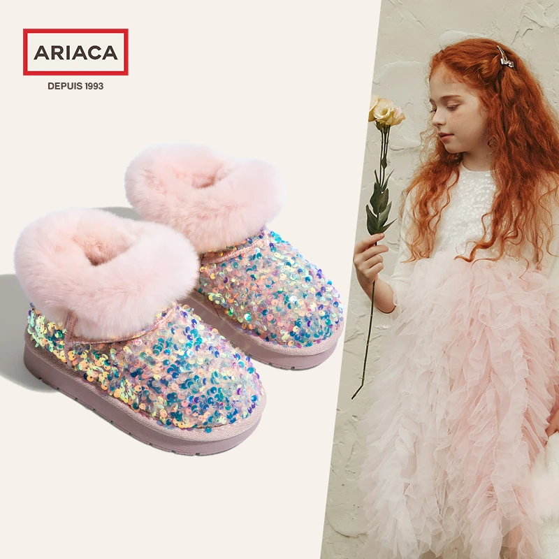 ARIACA艾芮苏女童雪地靴保暖靴子冬季新款加绒棉鞋小女孩儿童靴子