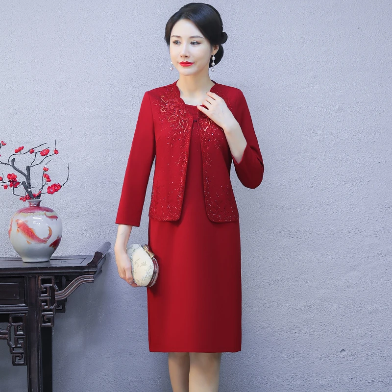 秋冬妈妈婚宴礼服外套高端婚庆丈母娘喜婆婆婚宴装小个子新款高贵
