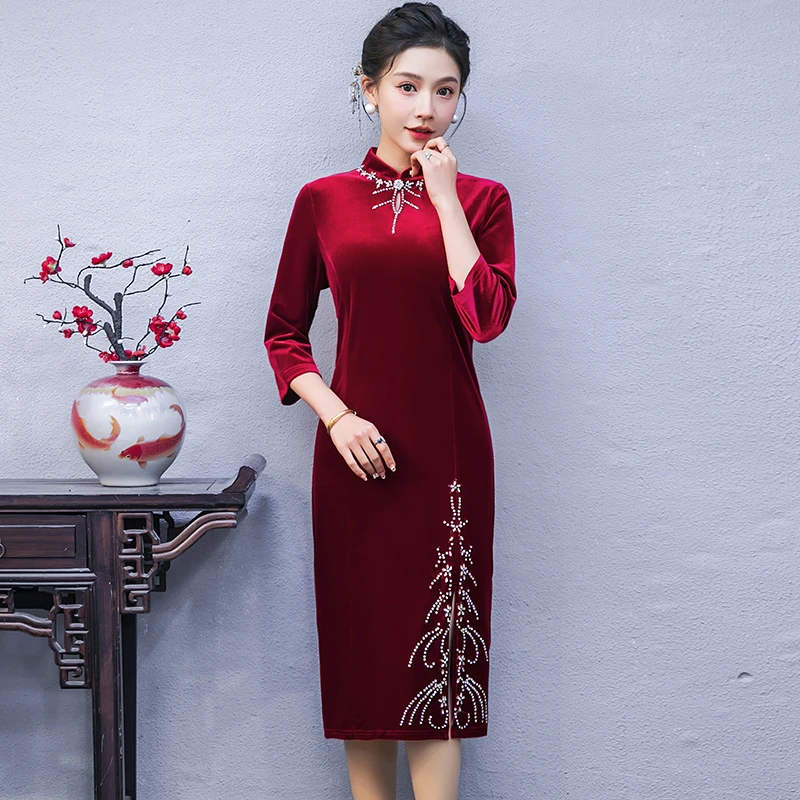 高端喜婆婆婚宴装2024新款旗袍高贵秋冬季结婚礼妈妈礼服气质喜服