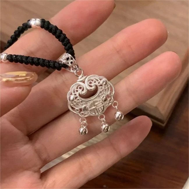 吊坠足银 梦祥银平安锁包福如意平安锁 亲子款 送女友礼物