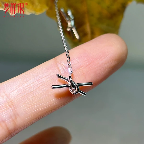 925银耳饰 不对称绳结耳坠