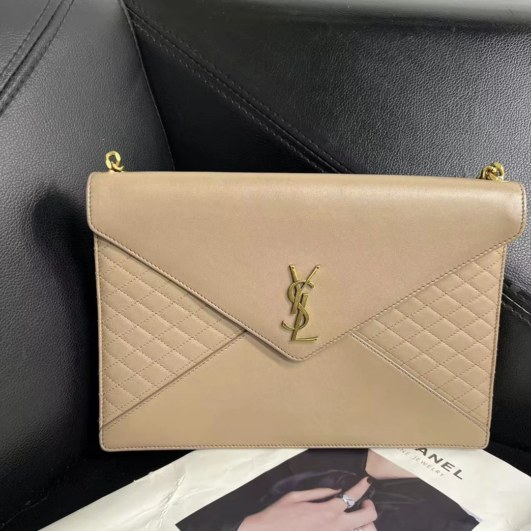 95新 YSL/圣罗兰 捐金沉珠/信封包