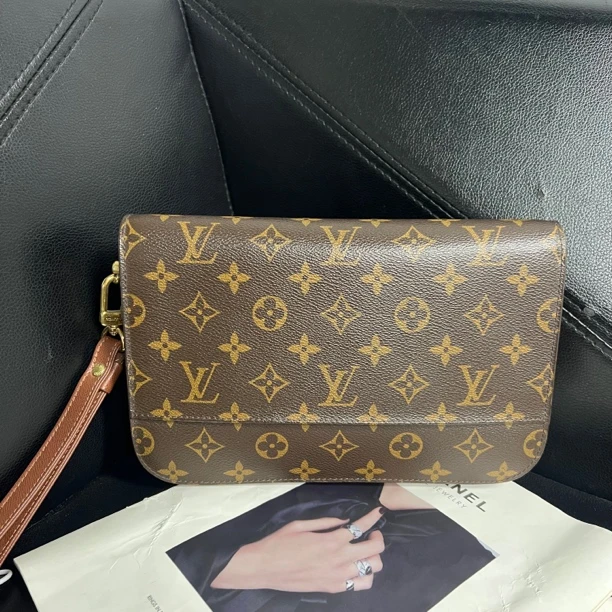 95新 LouisVuitton/路易威登 捐金沉珠/老花手拿包