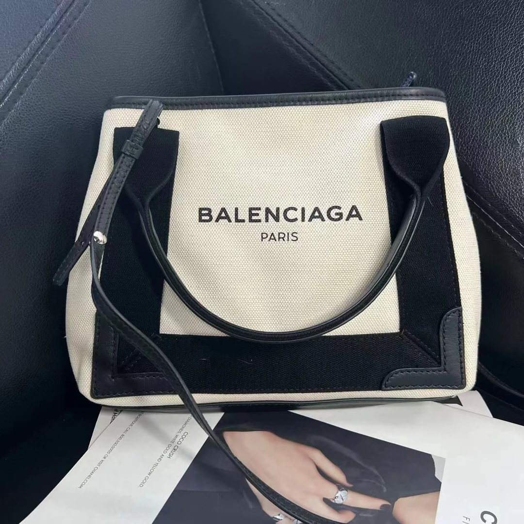 95新 Balenciaga/巴黎世家 捐金沉珠/帆布拼皮托特